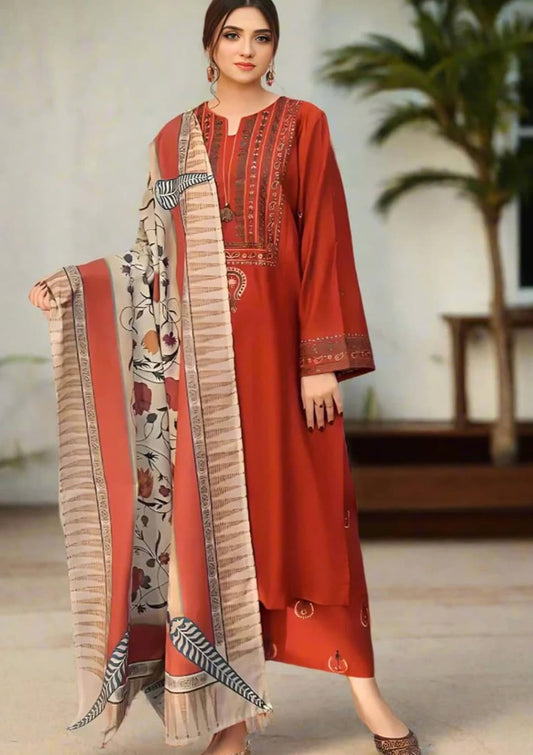 AYAT- 3PC EMBROIDERED WITH&nbsp; DIGITAL DUPPATA